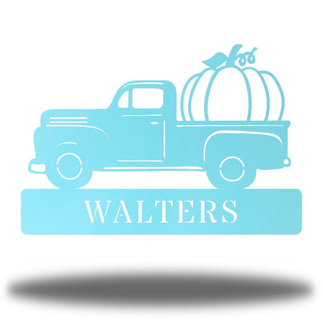 Riverside Designs-Pumpkin Truck Monogram-Metal Wall Art Décor